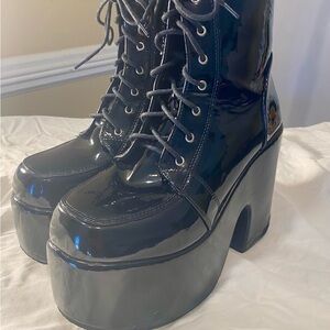 Black Platform Lace-Up Boots